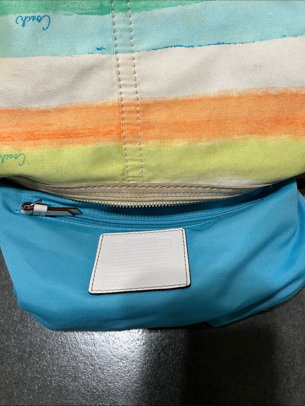 Coach Striped Canvas Shoulder Bag in Multicolor Pastels EUC.  Y2K - Picture 4 of 5
